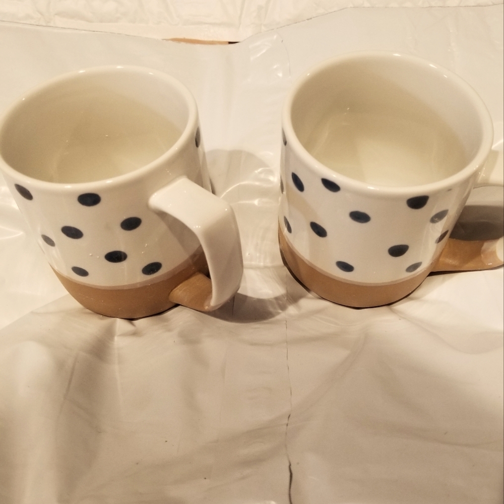 2 Comfify Large Ceramic Polka Dot Mugs - Circles